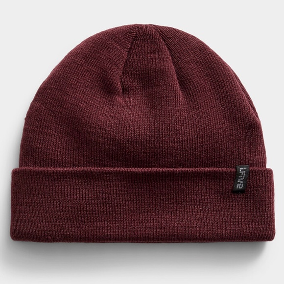 Unisex burgundy monochrome cuffed tuque hat beanie NWT - Picture 1 of 7